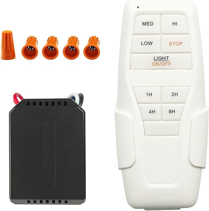Ceiling Fan Remote Control Kit, Small Size and Universal Fan Remote, Speed, Timing and Light 3 in 1 Wireless Control, Compatible with Hunter and Others, YukiHalu