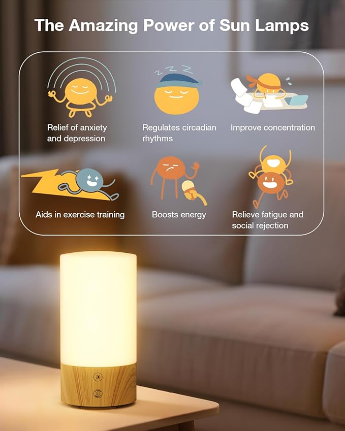Light Therapy Lamp 10000 Lux Sun Lamp, UV-Free with 3 Color Temperatures, 4 Brightness & Timer, Remote Control, Sunlight for Home, Office, Shift Worker