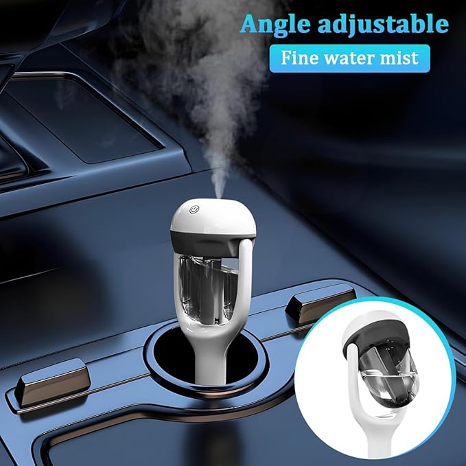 Car Mini Humidifier, Auto Shut-Off 180-Degree Rotation Small Vehicle Purifier Diffuser for Travel, Portable Plug-in Compact Automotive Air Humidifier, Universal for Most Vehicles (Black)