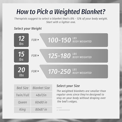 Wemore Sherpa Fleece Weighted Blanket for Adult, 15 lbs Dual Sided Cozy Fluffy Heavy Blanket, Ultra Fuzzy Throw Blanket with Soft Plush Flannel Top, 60 x 80 inches Queen Size White on Both Sides