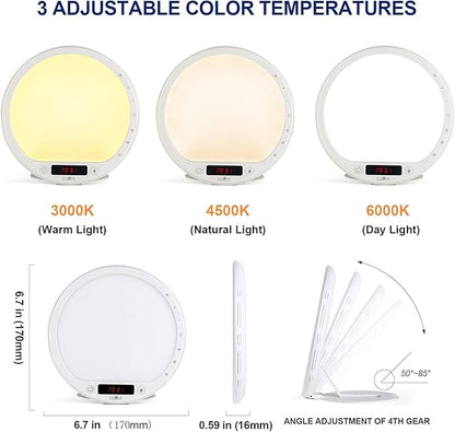 Light Therapy Lamp Sunrise Alarm Clock Wake up 10000 lux UV-Free Sun lamp Bioclock Adjustment APP Control Portable Built-in Lithium Battery