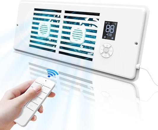 Register Booster Fan Fits 4" x 12" Register Holes, 10-Speed Smart Thermostat AC Vent Fan with Timer Setting and Aroma Function, Air Vents Fans & Heating for Wal