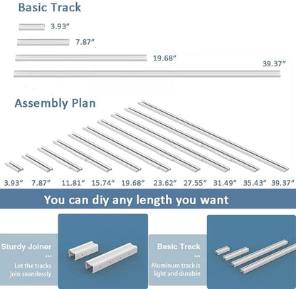 Celling Smart Curtains System, Electric Track with Adjustable Rail,Automatic Curtain Opener,Motorized Curtains Rods With Remote, Compatible with Alexa/Google Home (Up to 80in)