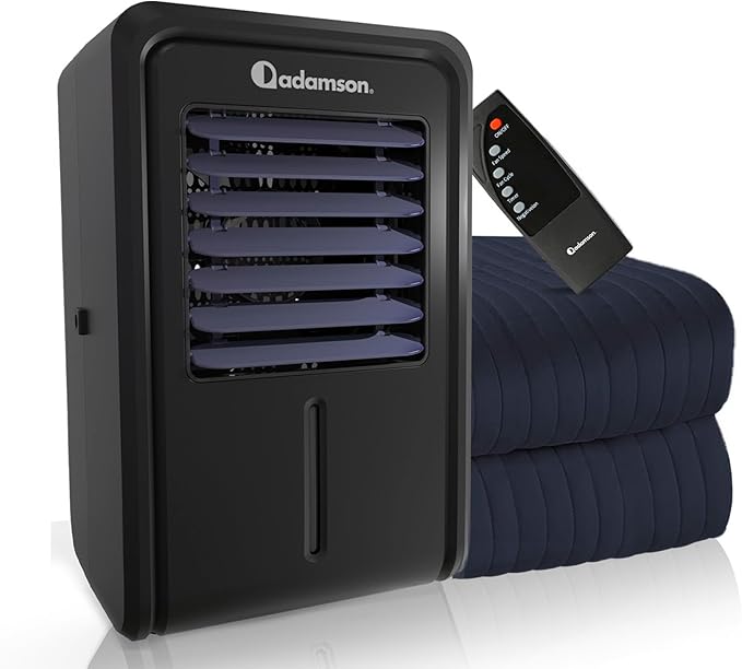 Adamson B10 Navy Blue Bed Cooling System - Twin 75” L x 39” W - 100% Cotton Mattress Cooling Bed Pad for Night Sweats - Water Bed Cooler - Ideal for Hot Sleepers - 5-Year Assurance