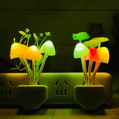 ZEZHOU Sensor LED Mushroom Night Lights - Color Changing Cute Plug in Wall Lamp, Energy Saving NightLight for Adults Kids Bedroom, Bathroom, Toilet, Stairs, Kitchen, Hallway Corridor