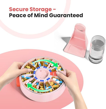Odaro Large Pill Dispenser, Weekly Pill Organizer 7 Day Am Pm / 14 Day Pill Box, Daily Medicine Pill Organizer with Wall-Mounted or Standing Use for Vitamin, Supplement, Medicine - Pink