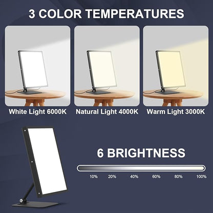 Light Therapy Lamp,10000 Lux UV-Free Desk Happy Lamp, 5 Colors & 5 Brightness Levels I-Beam Sun Lamp with Flexible Gooseneck for Study/Home/Office