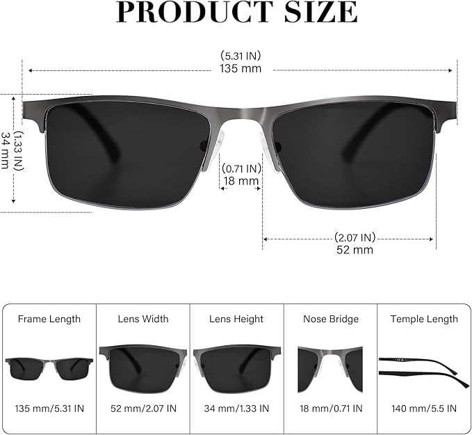 FONHCOO Reading Glasses for Women Men, Blue Light Blocking Reading Glasses Metal Half Frame Computer Readers Anti UV/Glare