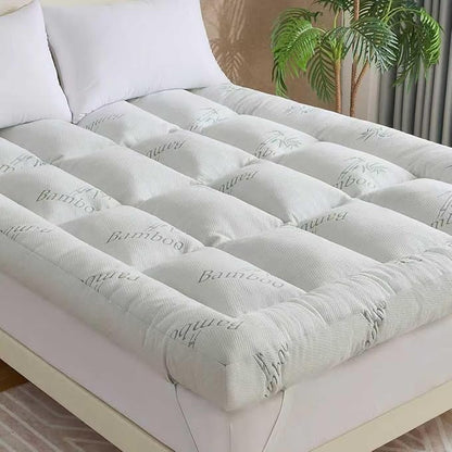 WhatsBedding 5 Inch Memory Foam Mattress Topper Full Size for Back Pain Relief, Cooling Breathable Bamboo Viscose Air Layer, Comfort Thick Pillow Top Mattress Topper, 2000 GSM Fill
