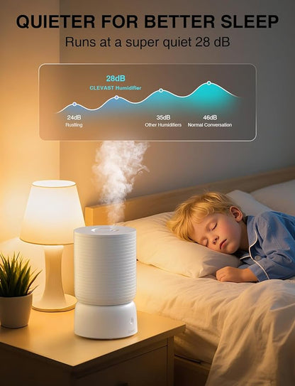 CLEVAST Smart Humidifiers for Bedroom - 1 Gal/4L Cool Mist Top Fill Humidifier with Essential Oil Diffuser, Quiet Operation for Baby Nursery, Home, Office, Room, Works with Alexa/Google Assistant