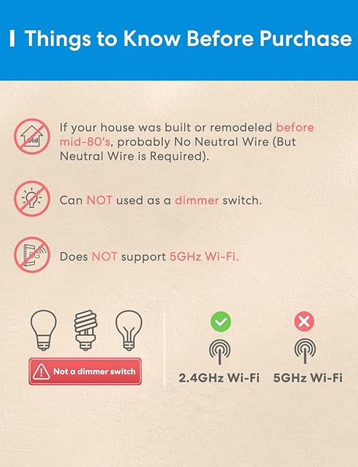 meross 3 Way Smart Switch, Smart Light Switch Supports Apple HomeKit, Siri, Alexa, Google Assistant & SmartThings, 2.4GHz WiFi Light Switch Neutral Wire Required, Remote Control Timer 2 Pack