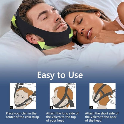 Chin Strap for Sleeping Comfortable Anti Snoring Devices Stop Snoring Solution Adjustable Anti Snoring Chin Strap for Men/Women Snore Stopper Reusable and Breathable