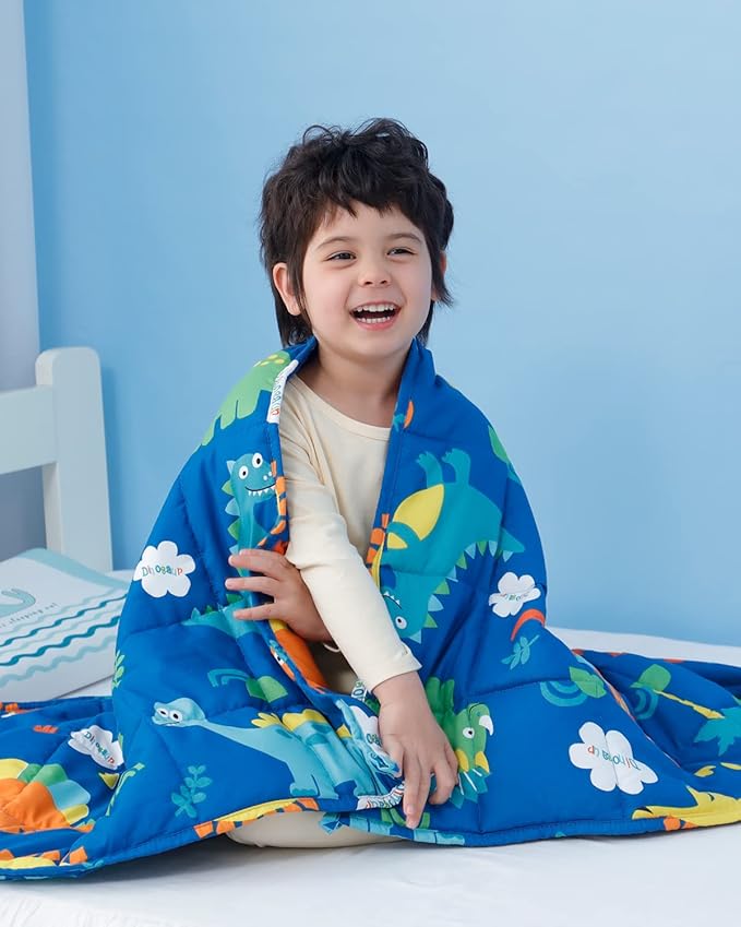 Insugar Weighted Blanket,Cooling Heavy Throw Blanket,Soft and Cozy Weighted Blanket for Bedding,Blue Dinosaur,36”x 48”,5lbs