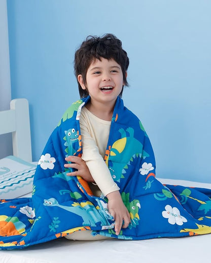 Insugar Weighted Blanket,Cooling Heavy Throw Blanket,Soft and Cozy Weighted Blanket for Bedding,Blue Dinosaur,36”x 48”,5lbs