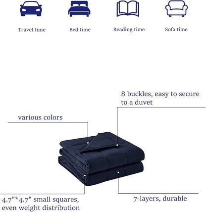 BB BLINBLIN Weighted Blanket Heavy Blanket for Cool & Restful Sleep, Premium Soft Material and Glass Beads (Navy Blue, 60''x80'' 17lbs), Suit for Adult (~160lb) Use on Queen/King Bed