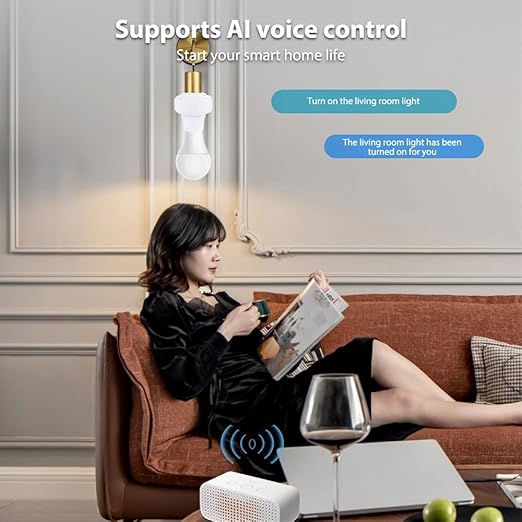 Smart Light Socket, 4 Pack WiFi Light Bulb AdapterApp Control Voice Control Timer Function Group Control Easy Installation for Home Office White 92x62mm (4 Packs)