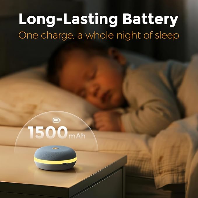 Gianna Portable White Noise Machine-Smart Customization & Personal Voice Recording, Rechargeable Sound Machine for Baby with Night Light, 12-Hour Battery for Sleep & Travel