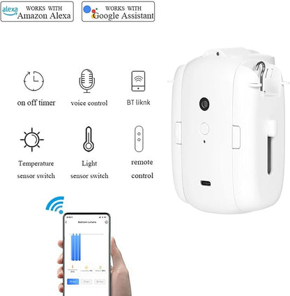 2Pcs Smart Electric Curtain Motor Curtains Rod Opener Voice Control Timer Control Sensor Automatic Curtain Switch Robot for I-Rail U-Rail