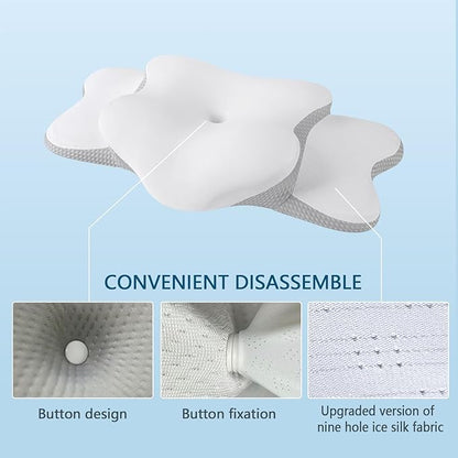 Ergonomic Pillow for Sleep Apnea, Neck Pain, and Snoring Relief | Cervical Neck Pillow for Side Sleepers | Orthopedic Memory Foam with Ergonomic Support, White, Large