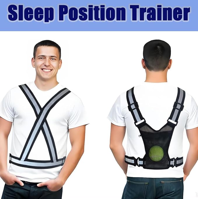 Sleep Position Trainer, Positional Sleep Apnea Device with Adjustable Vest & Balls,Anti-Snoring Device,Side Sleeping Training Vest to Stop Snore,Prevent Back Sleeping Device to Improve Your Breathing