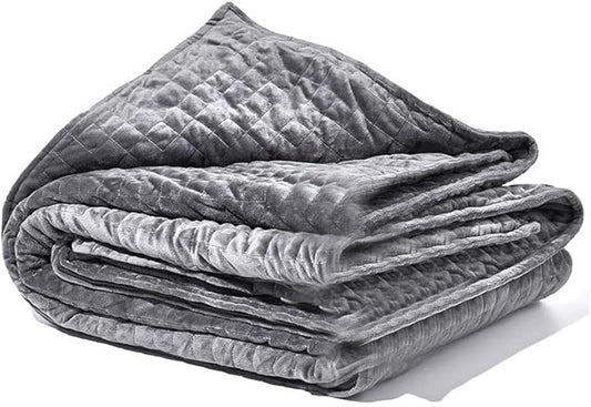 Weighted Blanket for Adults, Single Double Heavy Blanket with Lambswool Premium Glass Bead All-Season Even Weight Distribution Grey 48"x72" 15 lbs
