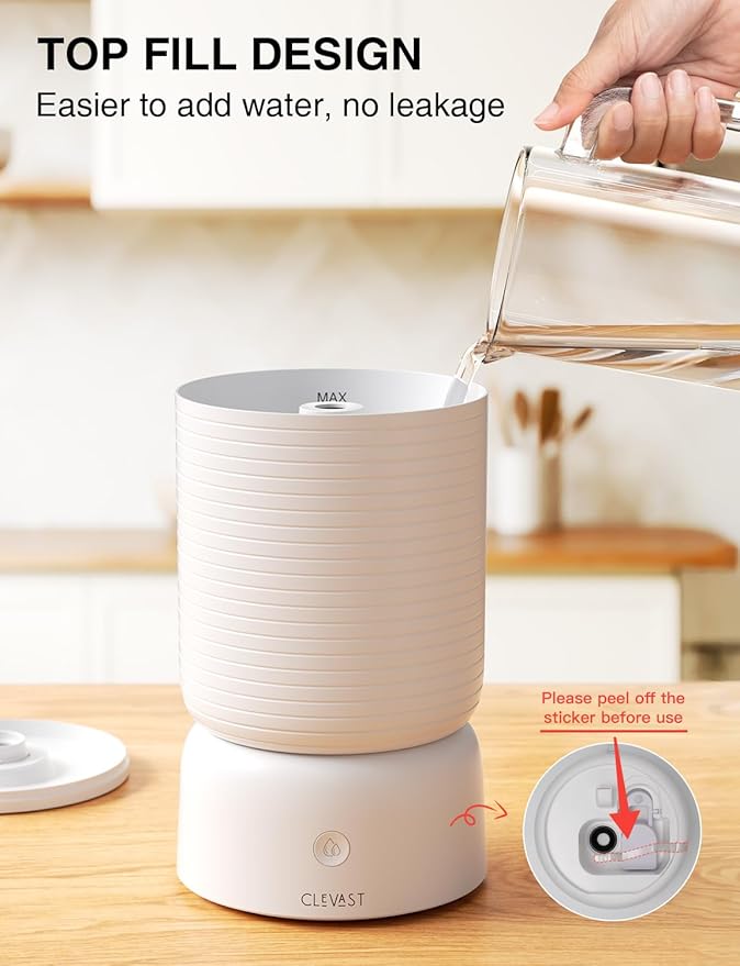 CLEVAST Smart Humidifiers for Bedroom - 1 Gal/4L Cool Mist Top Fill Humidifier with Essential Oil Diffuser, Quiet Operation for Baby Nursery, Home, Office, Room, Works with Alexa/Google Assistant