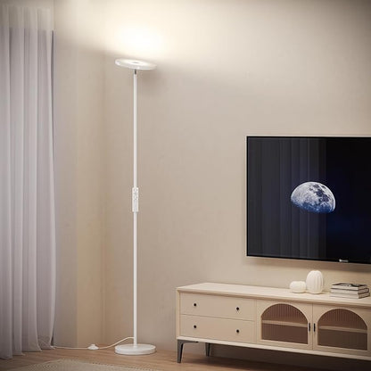 SUNMORY Floor Lamps for Living Room, 32W/3000LM Super Bright LED Floor Lamp with Remote Control, 69" Tall Standing Lamp with Stepless Dimmable, Modern Torchiere Corner Lamp for Bedroom, Office White