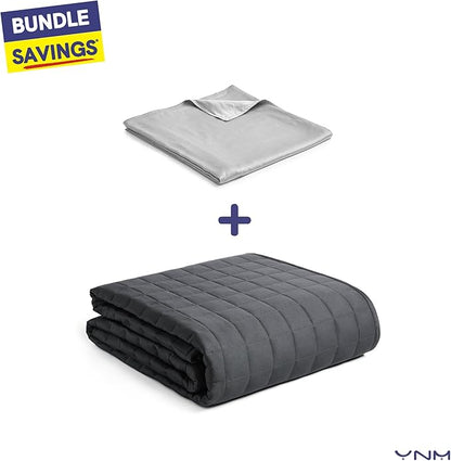 YnM Exclusive Cooling Duvet Cover for Weighted Blankets with 16 Strings (Light Grey, 48"x72")