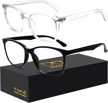 Blue-Light Blocking Glasses Computer Reading/Gaming/TV/Phones Glasses Fashion Anti Eyestrain UV Glasses for Women Men(H3-Black+Transparent)