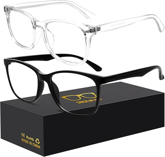 Blue-Light Blocking Glasses Computer Reading/Gaming/TV/Phones Glasses Fashion Anti Eyestrain UV Glasses for Women Men(H3-Black+Transparent)