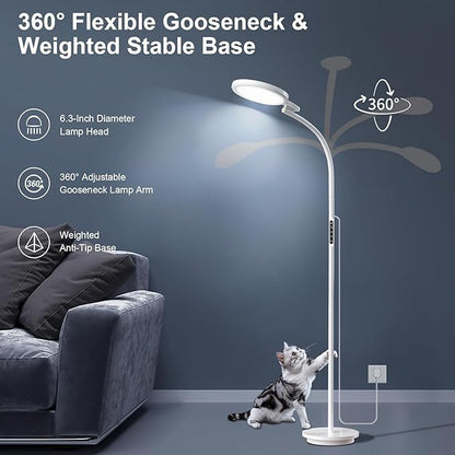 Light Therapy Lamp, LED Sunlight Lamp, 10000 Lux Full Spectrum Happy Therapy Lamp, Floor andDesklamp with 5 Brightness & 5 Color Temperatures, 3 Heights for Apartment/Office/Home