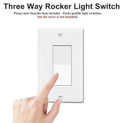 3 Way Switch White, Greencycle 100pk Three Way/Single Pole Light Switch Rocker Switch 15A 120/277V, On/Off Rocker Paddle Interrupter, Residential/Commercial Grade,Home & Office,UL/CUL