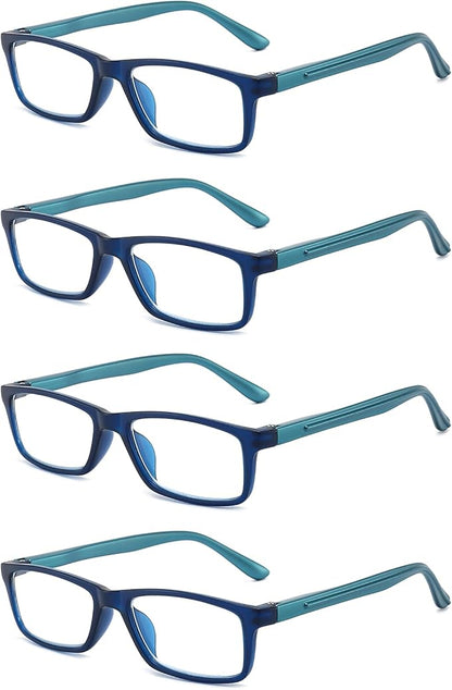 Reading Glasses Blue Light Blocking for Men Women,Rectangular Frame Computer Readers with Spring Hinge