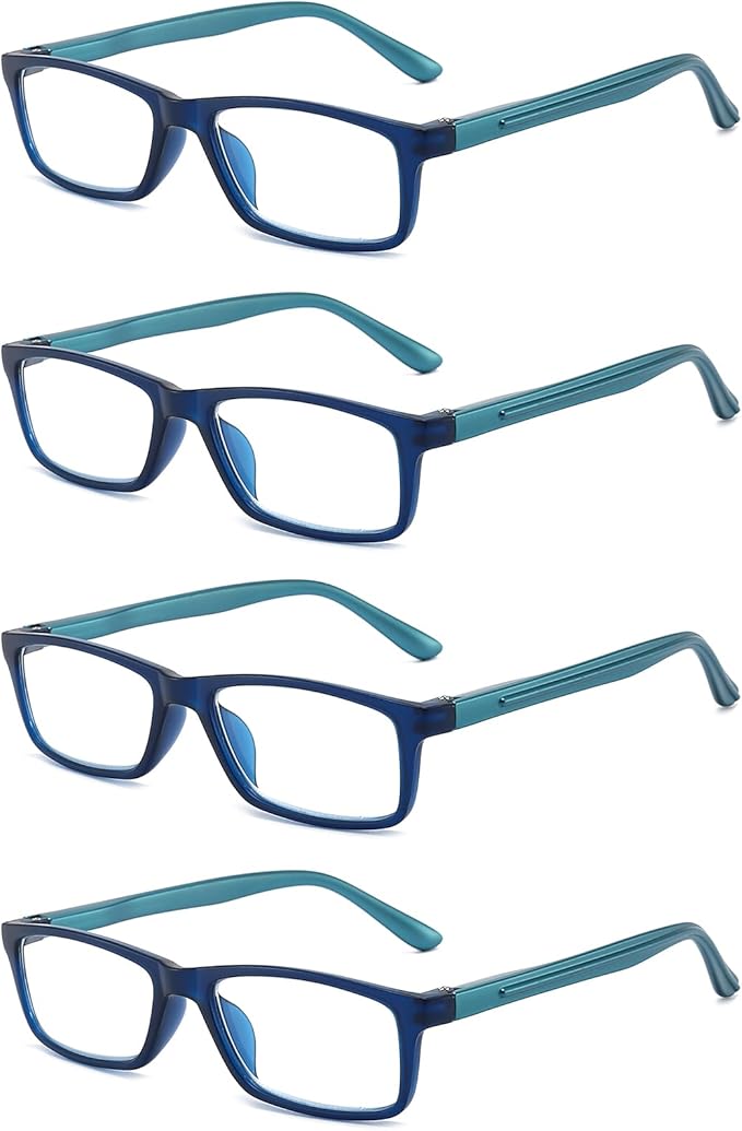 Reading Glasses Blue Light Blocking for Men Women,Rectangular Frame Computer Readers with Spring Hinge