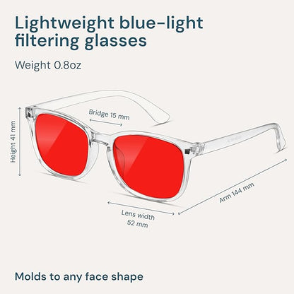 Gaoye Transparent with Red Lenses Blue Light Glasses for Computer & Gaming - Anti UV Ray Lenses, Scratch-Resistant & Comfort Fit