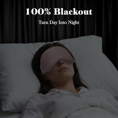 3D Eye Mask Sleep Mask for Men & Women, 100% Pressure-Free & Light Block-Out Eye Mask for Sleep with Easy Adjustable Strap, Night Eye Cover for Travel, Pink