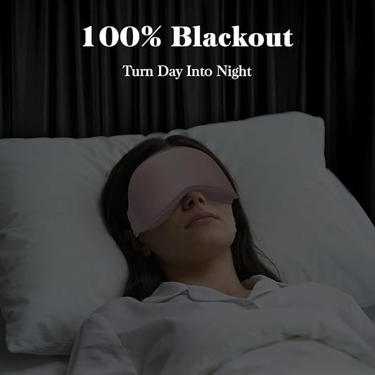 3D Eye Mask Sleep Mask for Men & Women, 100% Pressure-Free & Light Block-Out Eye Mask for Sleep with Easy Adjustable Strap, Night Eye Cover for Travel, Pink