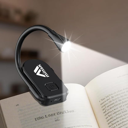 Minsk Book Light, 360° Flexible Book Reading Light, Eye Caring 3 Color Stepless Dimming Brightness Book Lamp, Lightweight Book Light Clip On, Reading Lights for Books in Bed, Book Lovers Gifts