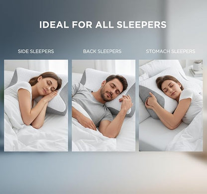 Sleep Apnea Pillow, Relief Technology Pillow, Premium Memory Foam Cervical Pillows for Neck Pain Relief, Neck Support Ergonomic Pillows for Side, Back, Stomach Sleeper