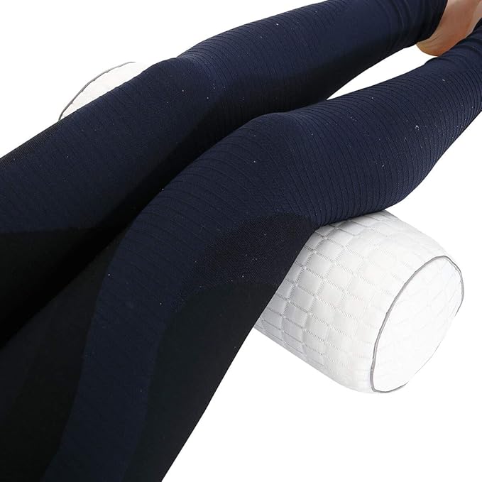 Kingnex Bolster Roll Pillow for Sleeping on Back or Side Under Knee to Relief Lower Back Pain Between Legs for Side Sleepers Cylinder Pillow with Removable Cooling Cover 18x6