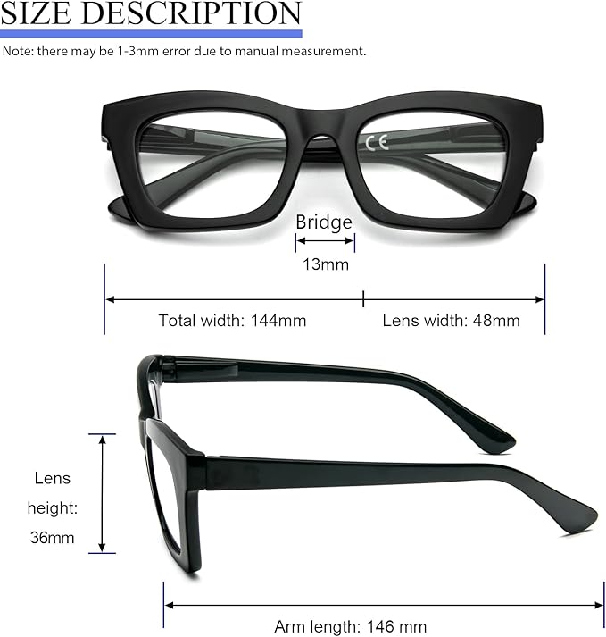 REAVEE Oprah Style Reading Glasses for Women, Blue Light Blocking Stylish Oversized Computer Readers Spring Hinge