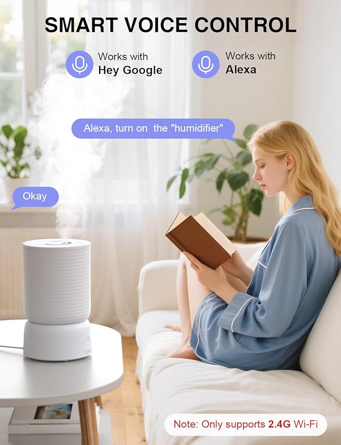 CLEVAST Smart Humidifiers for Bedroom - 1 Gal/4L Cool Mist Top Fill Humidifier with Essential Oil Diffuser, Quiet Operation for Baby Nursery, Home, Office, Room, Works with Alexa/Google Assistant