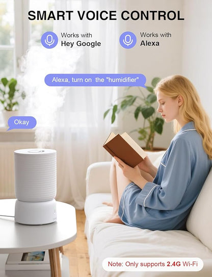 CLEVAST Smart Humidifiers for Bedroom - 1 Gal/4L Cool Mist Top Fill Humidifier with Essential Oil Diffuser, Quiet Operation for Baby Nursery, Home, Office, Room, Works with Alexa/Google Assistant