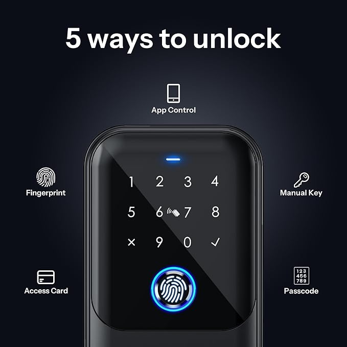Smart Key Lock Box - Advanced Fingerprint Recognition, TTLock Control, Manual Keys, Access Card - Weatherproof, Wall Mounted & Door Hanging for Home, Airbnb, Realtor and Office