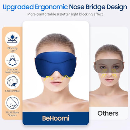 Sleep Mask, Premium Eye Mask for Sleeping, Total Blackout, Superior Soft Comfort, Upgraded 3D Ergonomic Designed Sleeping Mask for Home, Office, Travel, Meditation, Royal Blue