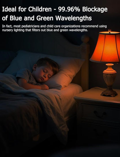 Sleep Light Bulbs Amber 1600K with Remote Control, E26 Blue Light Blocking A19, 9W for Sleep Therapy, Baby Nursery, Bedroom (6 Pack)