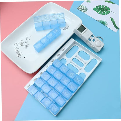 Mobestech Weekly Organizer 7-Day 28 Compartments Reminder Alarm Removable Timer Luminous LCD