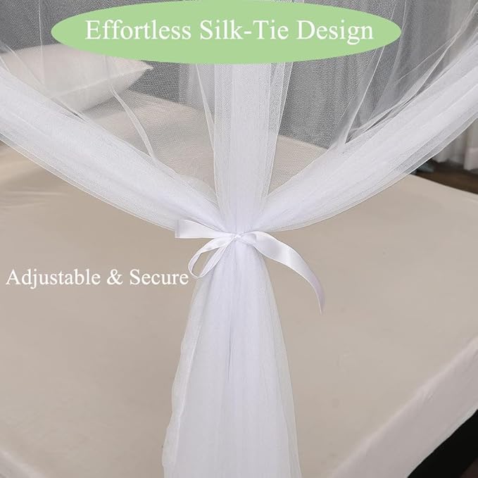 Mengersi Bed Canopy for Full Queen King Size Bed,Canopy Bed Curtains Elegant Mosquito Net,Mosquito Netting for Camping Patio Indoor Outdoor Bug Net,White