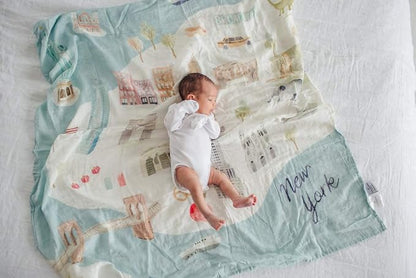 Loulou Lollipop Soft Baby Swaddle Blanket Muslin Wrap Receiving Blanket for Newborn to Toddler Girl and Boy, Large 47” by 47” - City - NYC…
