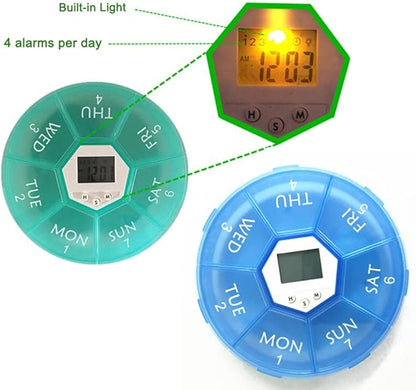 Weekly Pill Dispenser with Alarm, 7-Day Medicine Pill Organizer with up to 4 Alarms Per Day,Portable Smart Pill Box, Pill Reminder